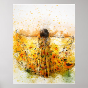 Yellow Green Beauty Watercolor Print