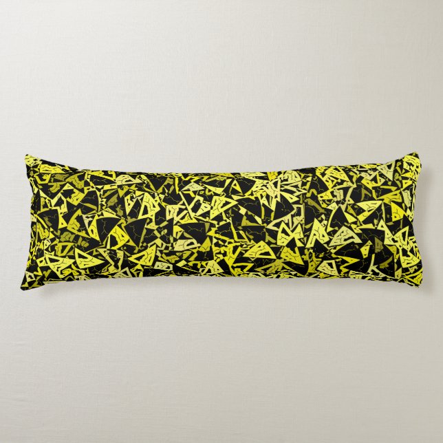 Yellow Green Black Triangle Seamless Pattern Body Cushion (Front)