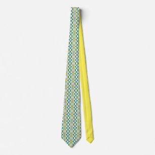 Yellow Green Blue and Purple Geometric Pattern Tie