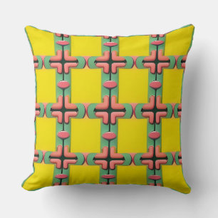 Yellow Green Blue Plaid Geometric Pattern Cushion