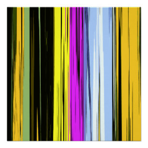 Yellow Green Blue Purple Black Vertical Stripes Poster