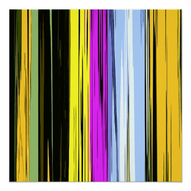 Yellow Green Blue Purple Black Vertical Stripes Poster (Front)