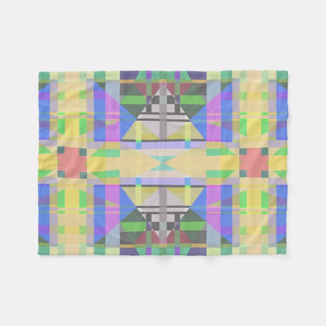 Yellow Green Blue Purple Geometric Fleece Blanket (Front (Horizontal))