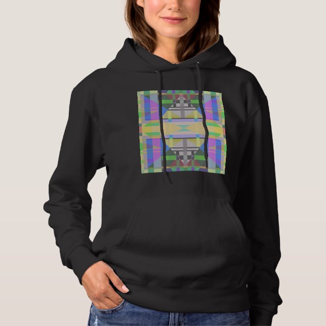 Yellow Green Blue Purple Geometric Hoodie (Front)