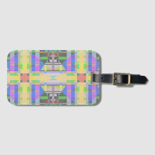 Yellow Green Blue Purple Geometric Luggage Tag