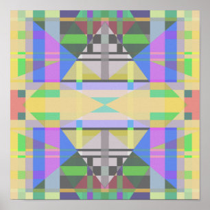 Yellow Green Blue Purple Geometric Poster