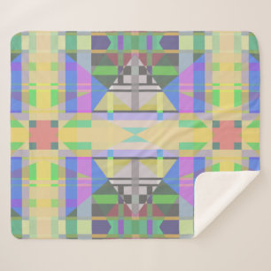 Yellow Green Blue Purple Geometric Sherpa Blanket