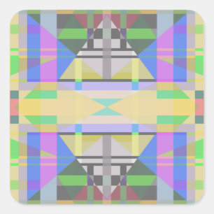 Yellow Green Blue Purple Geometric Square Sticker