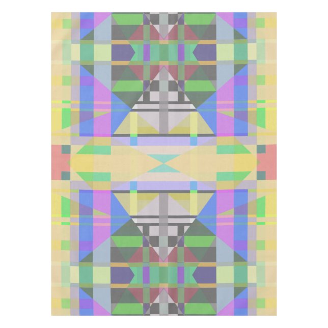 Yellow Green Blue Purple Geometric Tablecloth (Front)