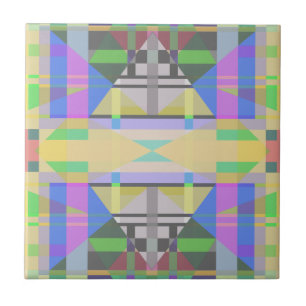 Yellow Green Blue Purple Geometric Tile