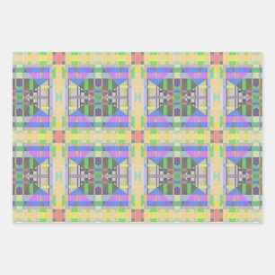Yellow Green Blue Purple Geometric Wrapping Paper Sheet