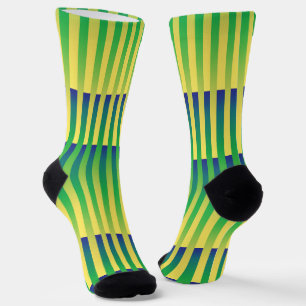 Yellow Green Blue Striped Pattern Socks