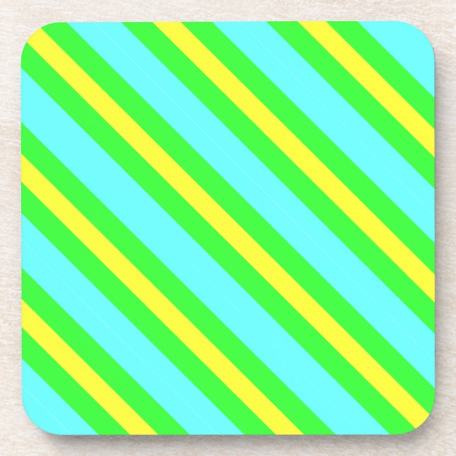 Yellow, Green, Blue Stripes by Shirley Taylor Coaster (Front)