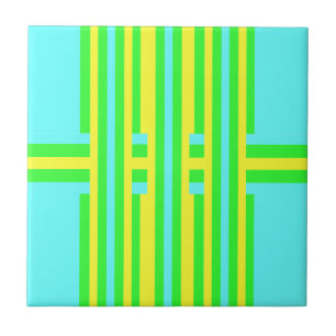 Yellow, Green, Blue Stripes by Shirley Taylor Tile