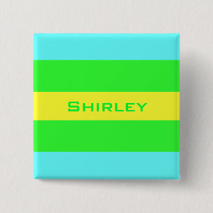 Yellow, Green, Blue Wide Stripes by Shirley Taylor 15 Cm Square Badge