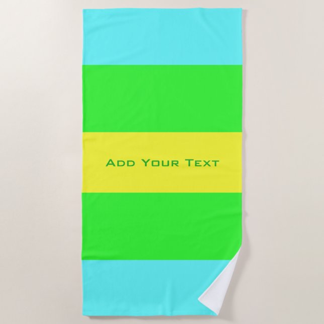 Yellow, Green, Blue Wide Stripes by Shirley Taylor Beach Towel (Front)