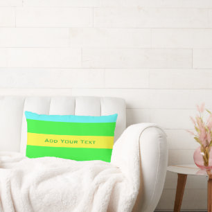 Yellow, Green, Blue Wide Stripes by Shirley Taylor Lumbar Cushion