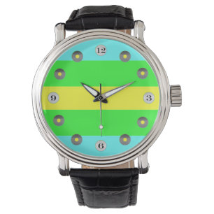 Yellow, Green, Blue Wide Stripes by Shirley Taylor Watch
