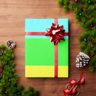 Yellow, Green, Blue Wide Stripes by Shirley Taylor Wrapping Paper