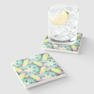 Yellow Green Botanical Drink Coasters