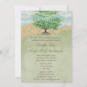 Yellow & Green Bunting Pennant Wedding Invitations