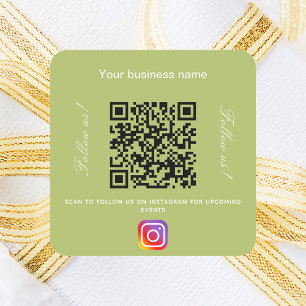 Yellow green business name qr code instagram square sticker