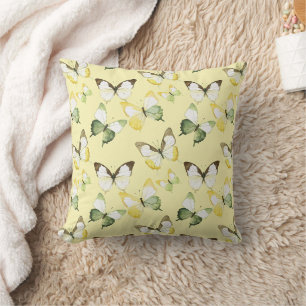 Yellow Green Butterflies Birthday Cushion