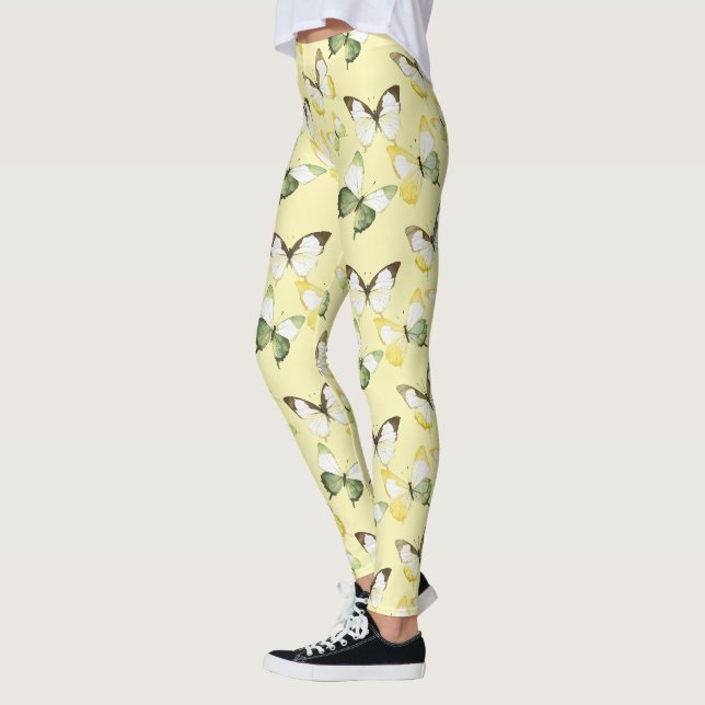 Yellow Green Butterflies Leggings (Left)