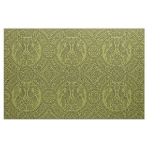 Yellow-Green Byzantine Birds Fabric