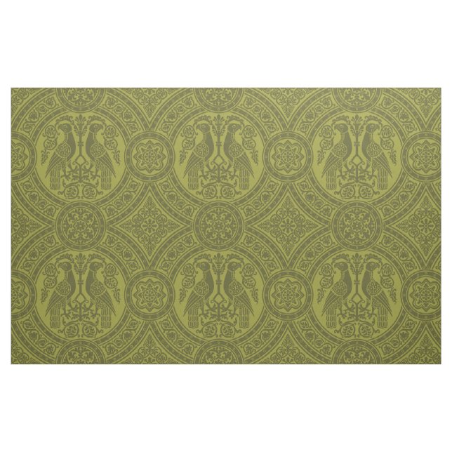 Yellow-Green Byzantine Birds Fabric (Fat Quarter)