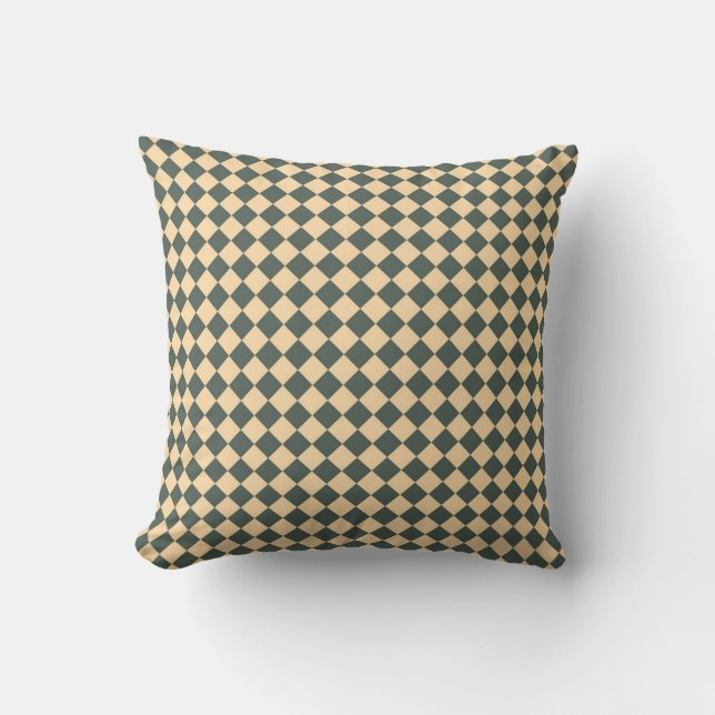 Yellow Green Checker Diamond Pattern Cushion (Front)