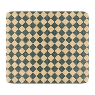 Yellow Green Checker Diamond Pattern Cutting Board
