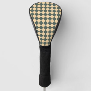 Yellow Green Checker Diamond Pattern Golf Head Cover