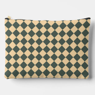 Yellow Green Checker Diamond Pattern Large Accessory Pouch