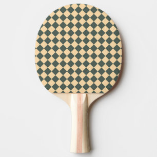 Yellow Green Checker Diamond Pattern Ping Pong Paddle