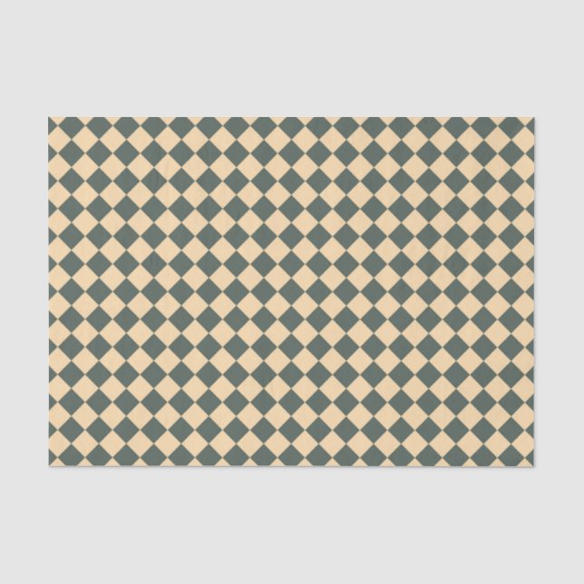 Yellow Green Checker Diamond Pattern Tissue Paper (Front)