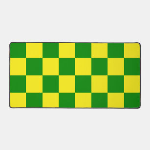 Yellow Green Chequered Check Pattern Desk Mat