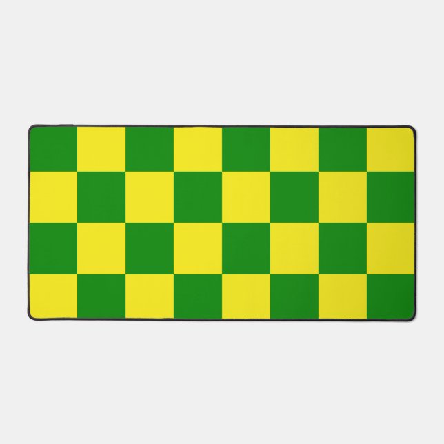 Yellow Green Chequered Check Pattern Desk Mat (Front)