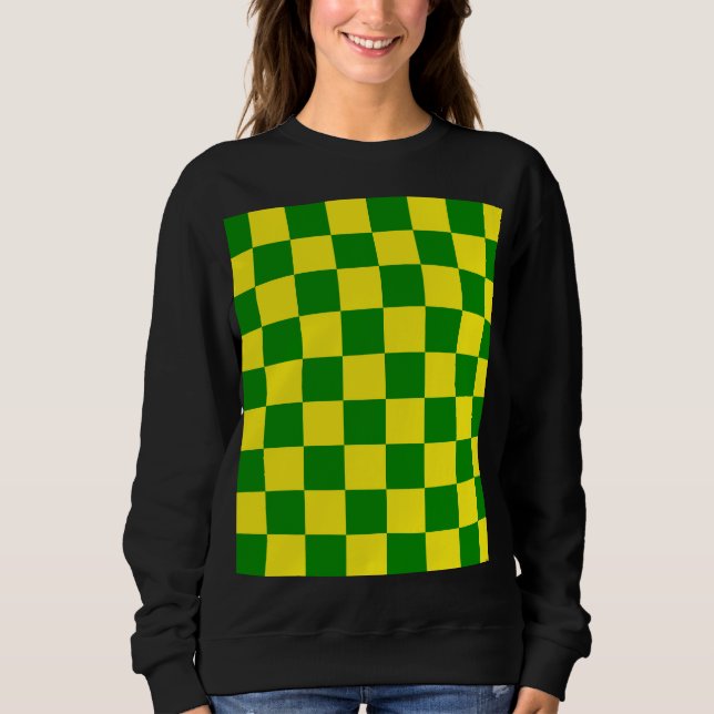 Yellow Green Chequered Check Pattern Sweatshirt (Front)