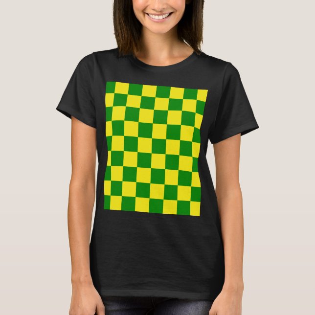 Yellow Green Chequered Check Pattern T-Shirt (Front)