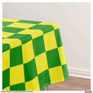 Yellow Green Chequered Check Pattern Tablecloth
