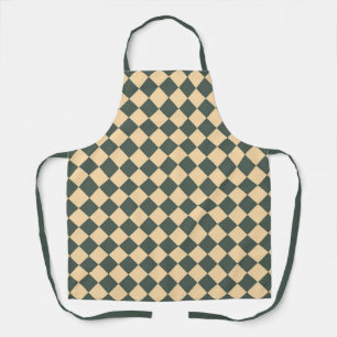 Yellow Green Chequered Diamond Pattern Apron