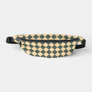 Yellow Green Chequered Diamond Pattern Bum Bags