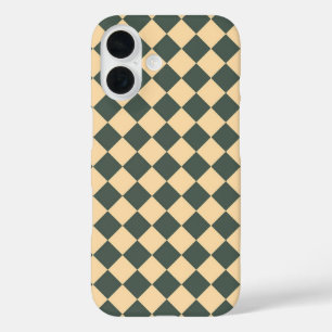 Yellow Green Chequered Diamond Pattern iPhone 16 Case