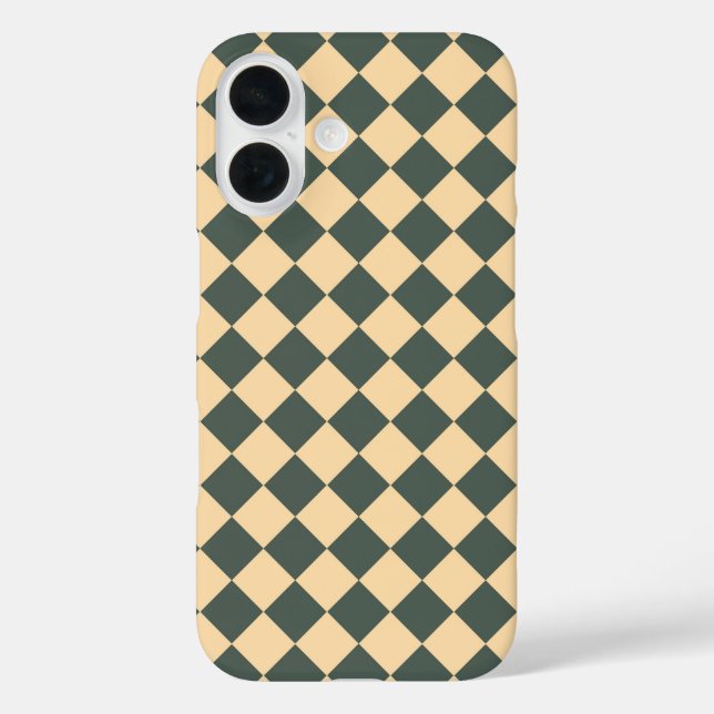 Yellow Green Chequered Diamond Pattern Case-Mate iPhone Case (Back)