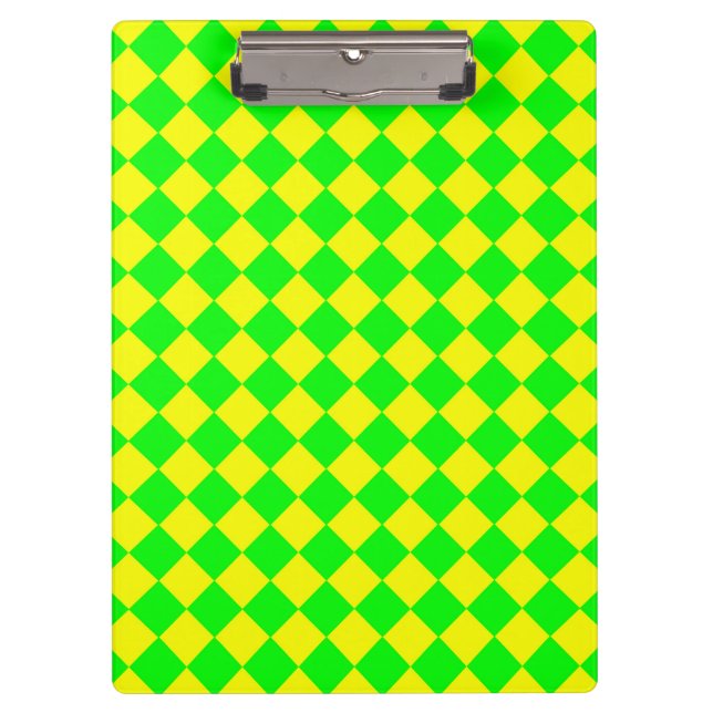 Yellow Green Chequered Diamond Pattern  Clipboard (Front)