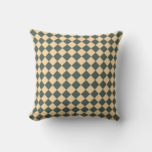 Yellow Green Chequered Diamond Pattern Cushion