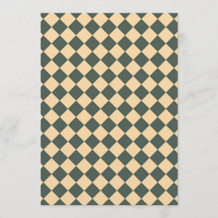 Yellow Green Chequered Diamond Pattern Invitation