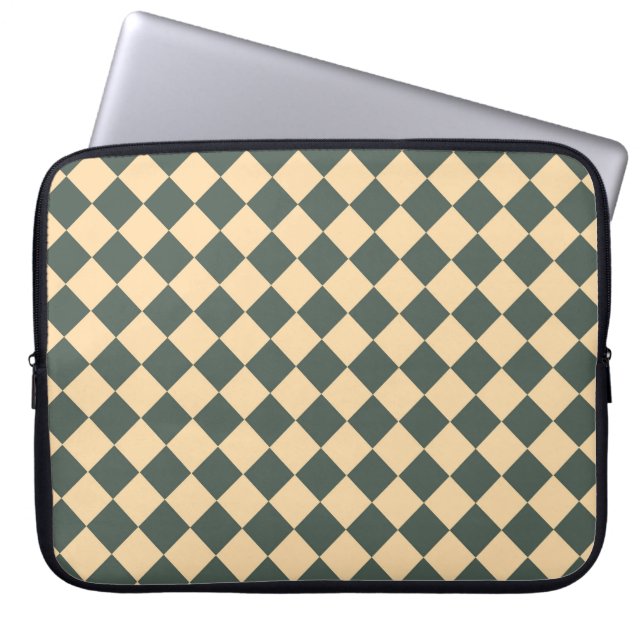 Yellow Green Chequered Diamond Pattern Laptop Sleeve (Front)