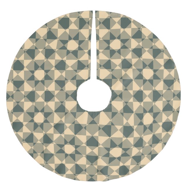 Yellow Green Chequered Diamond Plaid Pattern Brushed Polyester Tree Skirt (Front)
